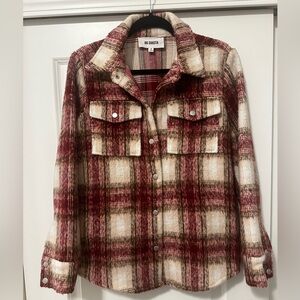 BB Dakota Burgundy and Cream Plaid Jacket size small EUC